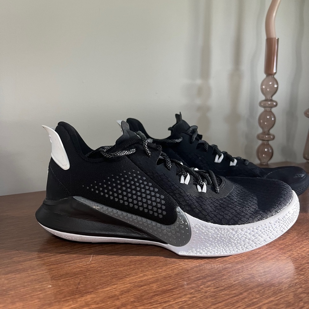 Kobe basketball shoe- worn twice black grey and white